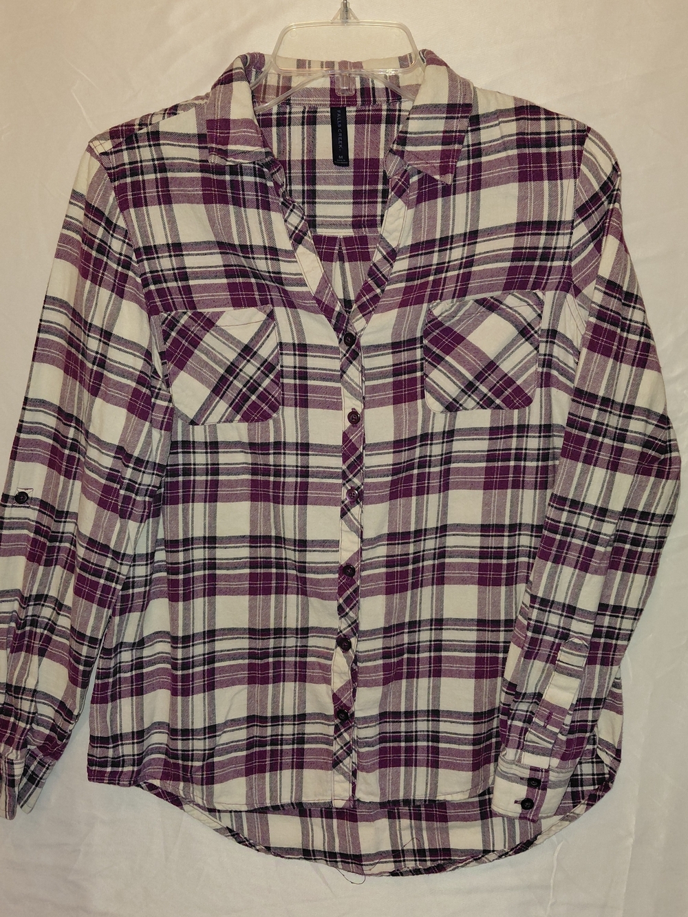 Falls Creek Plaid Button-Down Shirt - Purple & White